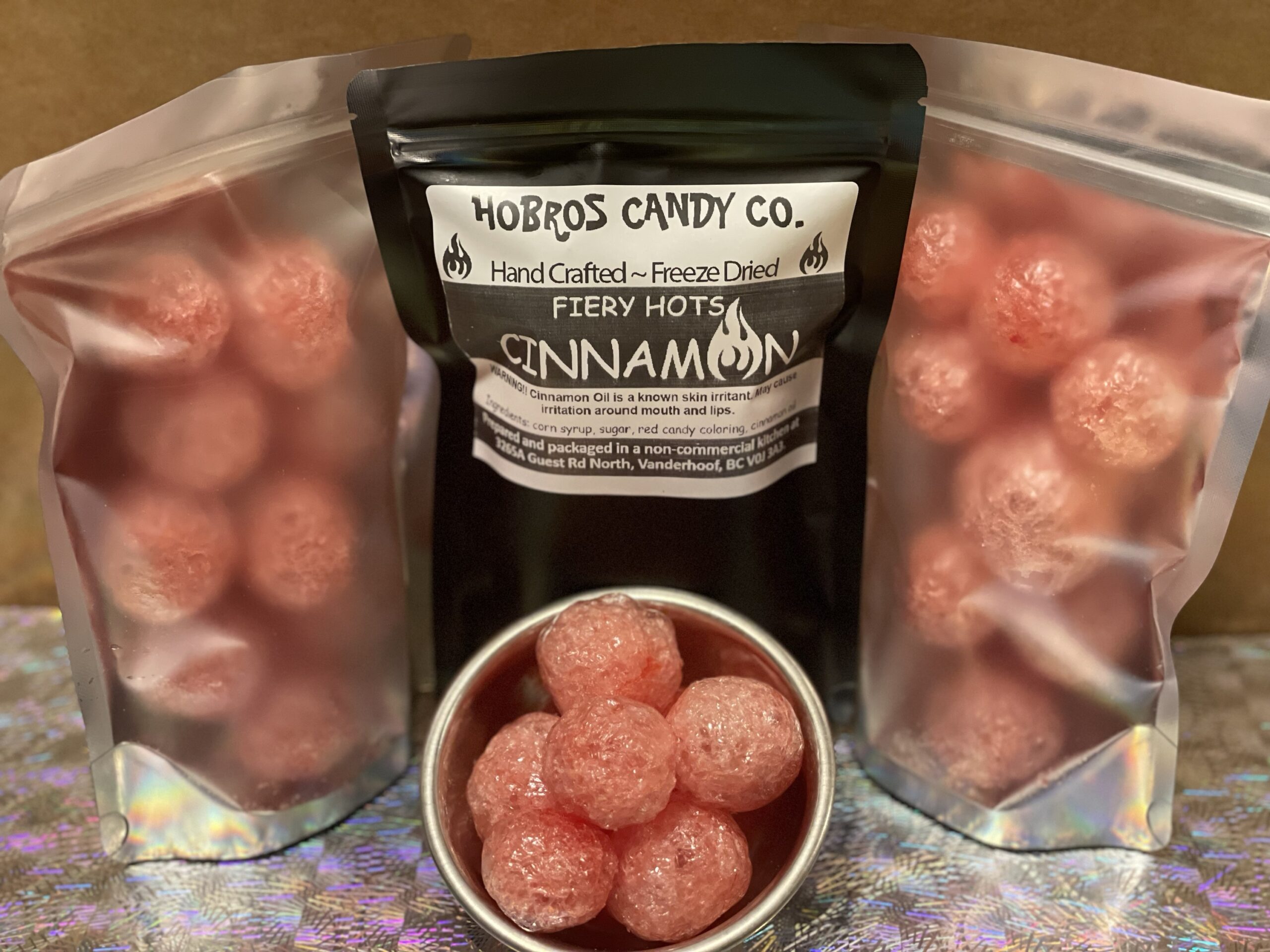 Freeze dried fiery hots cinnamon hobros candy co 